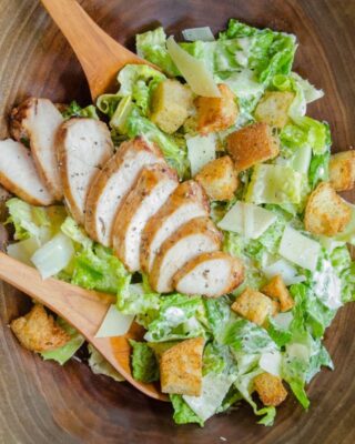 Chicken Caesar Salad with Garlic Parmesan Croutons