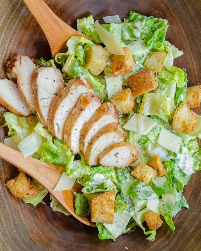 Chicken Caesar Salad with Garlic Parmesan Croutons