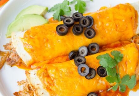 Chicken and Refried Bean Enchiladas
