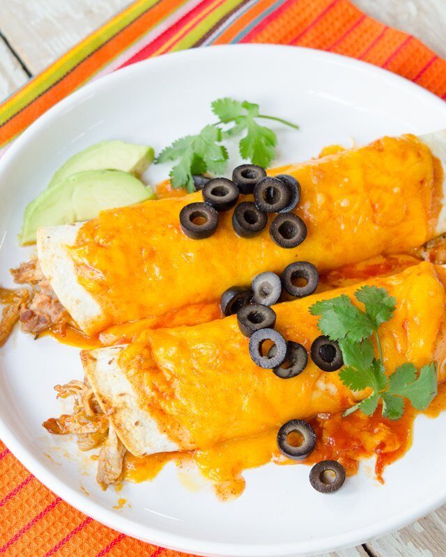 Chicken and Refried Bean Enchiladas