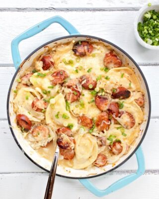 Kielbasa, Pierogies and Sauerkraut Bake