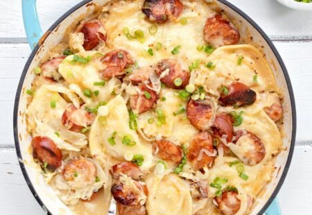 Kielbasa, Pierogies and Sauerkraut Bake