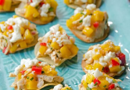 Chicken, Queso Fresco and Mango Salsa Tostada Bites