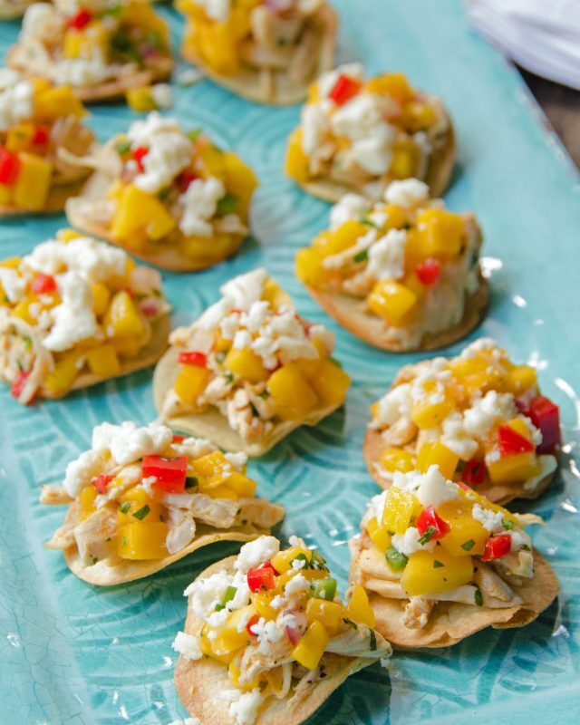 Chicken, Queso Fresco and Mango Salsa Tostada Bites