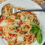 Quick Roasted Tomato Sauce on spaghetti.