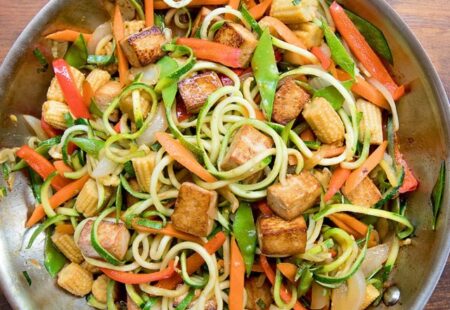 Stir Fried Zoodles and Vegetables with Tofu