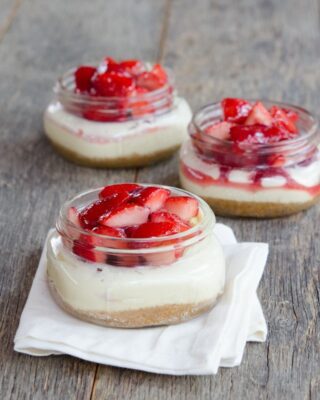 Mini Sous Vide Strawberry Cheesecakes