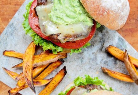 Spicy Black Bean Turkey Burgers with Cumin-Avocado Spread