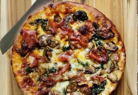 Deep Dish Prosciutto, Spinach & Mushroom Pizza