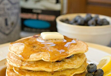 Lemon Blueberry Cornmeal Pancakes