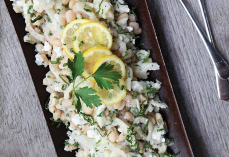 Great Northern Beans with Cauliflower, Fennel and Feta