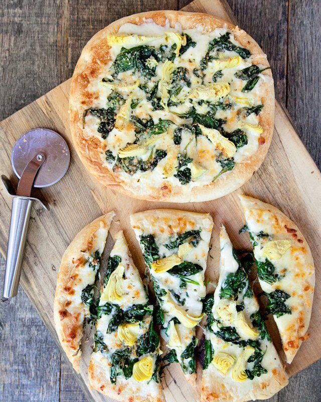 Spinach Artichoke White Pizza