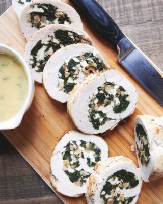 Stuffed Turkey Breast with Spinach, Feta, Lemon and Walnut
