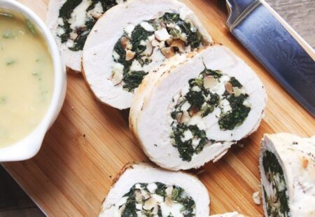 Stuffed Turkey Breast with Spinach, Feta, Lemon and Walnut