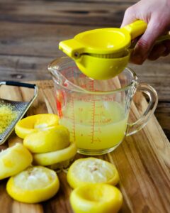 Juicing lemons for lemon curd.
