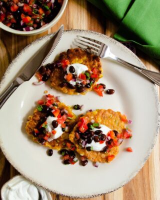 Spicy Corn Cakes with Black Bean Salsa