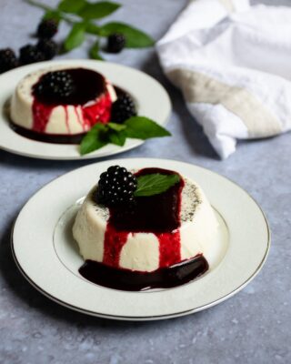 Panna Cotta with Blackberry Brandy Sauce