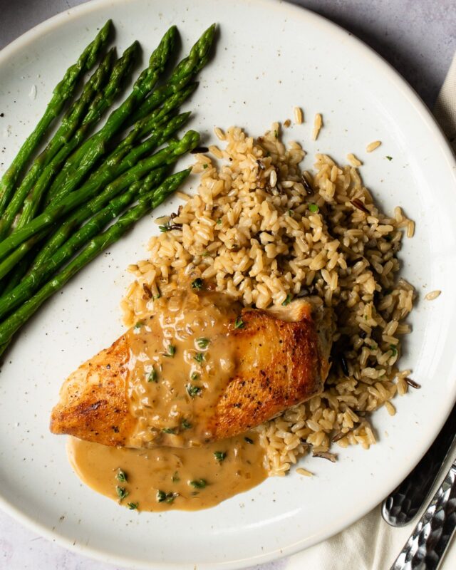 Pan Seared Chicken Breasts with Sherry Thyme Pan Sauce
