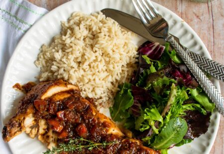Chicken Breasts with Tomato Balsamic Pan Sauce
