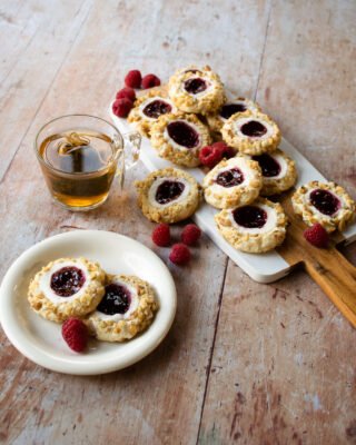 Raspberry Cream Cheese Thumbprint Cookies