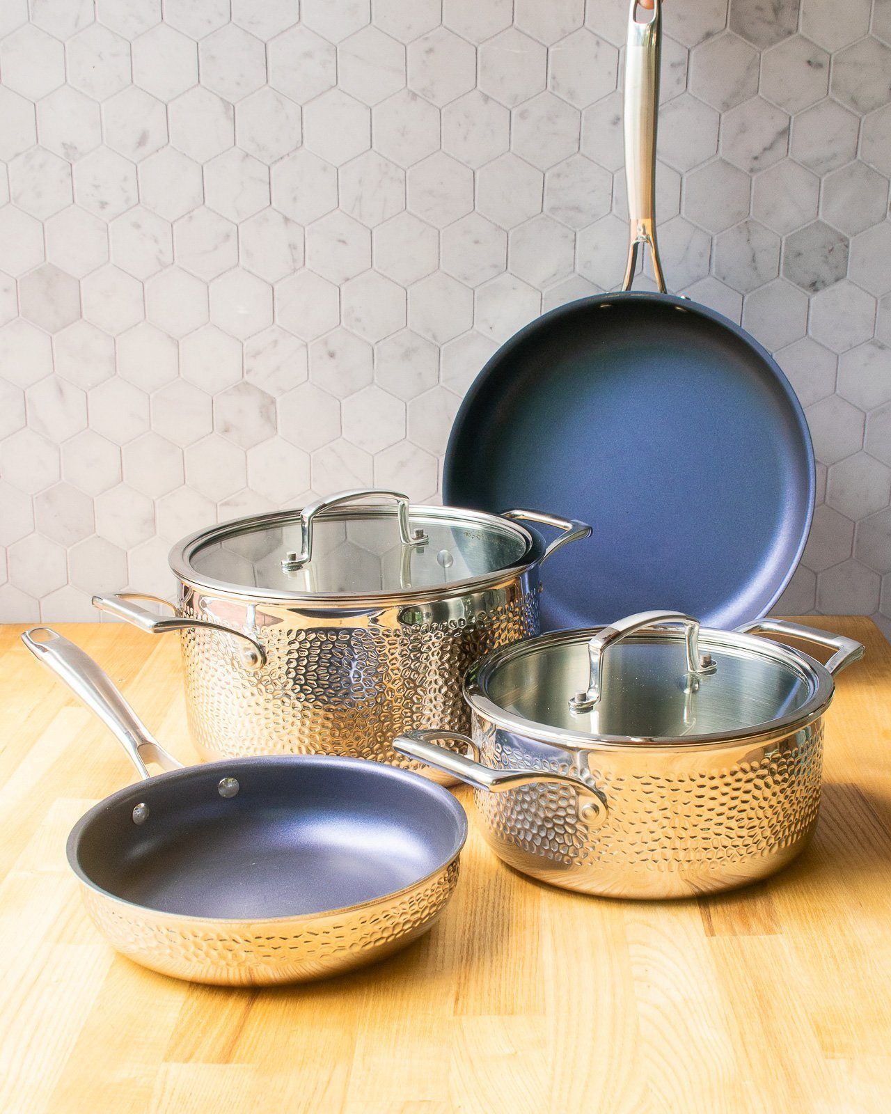 Blue Jean Chef® 6-piece Hammered Clad Cookware Set