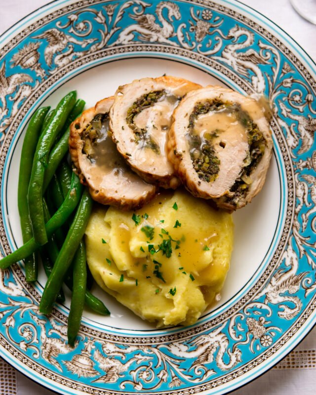 Turkey Roulade with Leeks, Mushrooms and Marsala