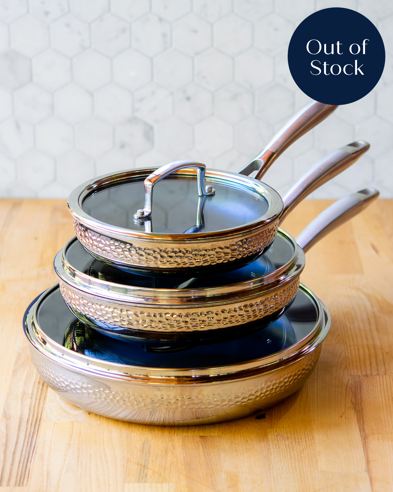 Blue Jean Chef® Hammered Clad Stainless Steel Skillets