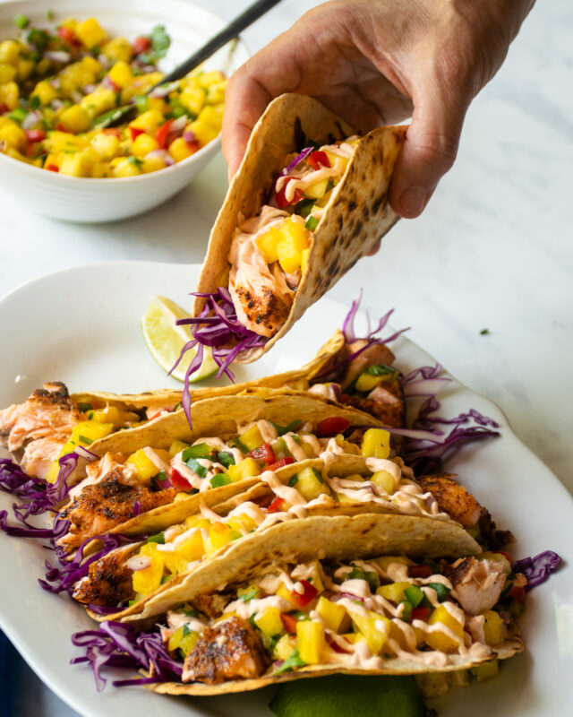 Spicy Salmon Tacos