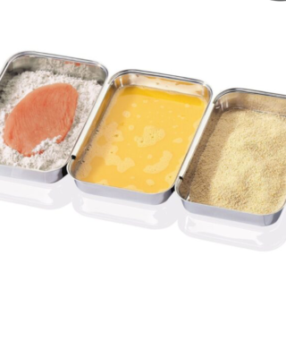 3 Piece Stainless-Steel Breading Trays